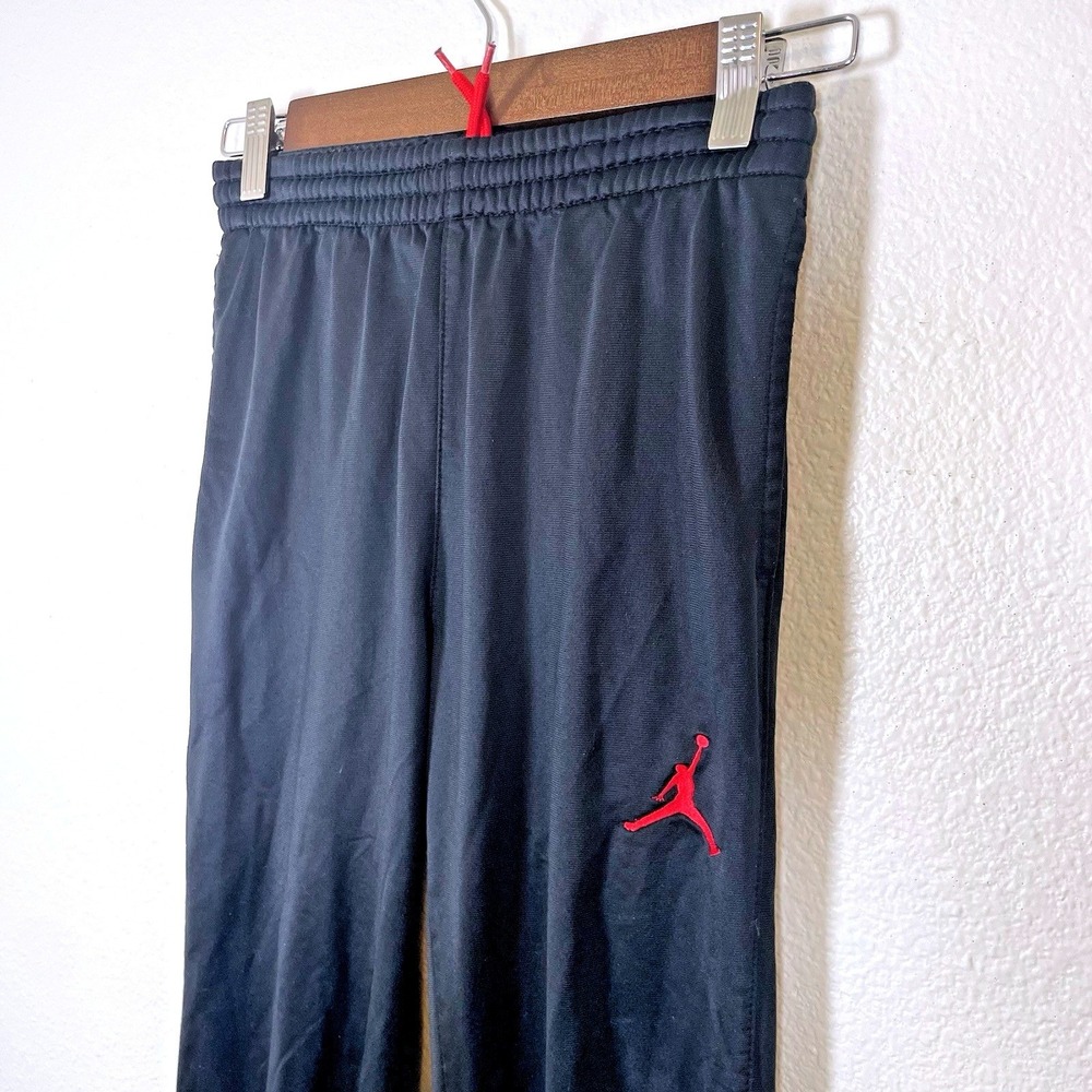 Nike Air Boys Medium Jordan Joggers Black Sweatpants Red Jumpman‎ Logo 10-12 Yrs